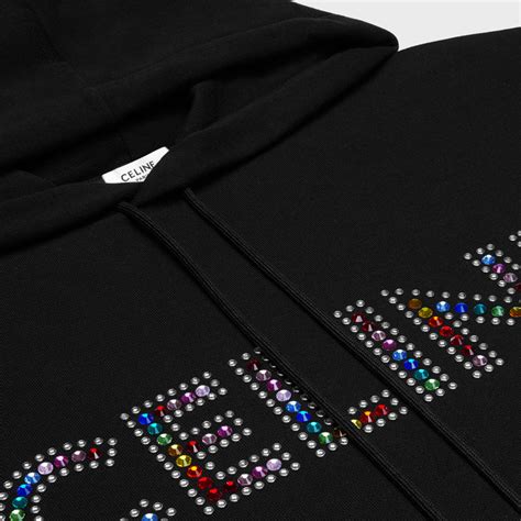 Celine rhinestones hoodie in cotton fleece 